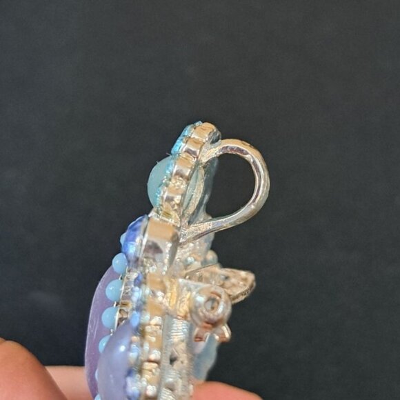 Vintage Inspired Fashion Leaders Purple & Blue Rhinestones Brooch/Pin - Picture 4 of 6